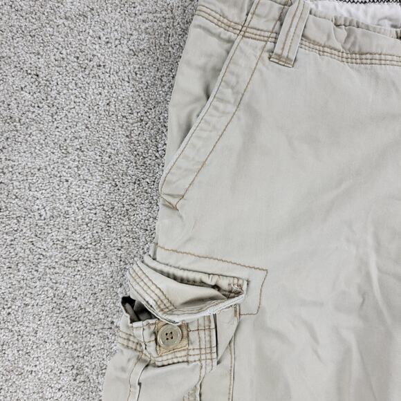 Aeropostale Cargo Shorts Mens 32 Cream Distressed Baggy Cotton Pockets Y2K - Picture 5 of 12